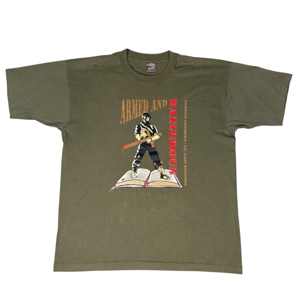 Fruit of the Loom Other - Vintage T.D. Jakes Manpower Conference Shirt XL Olive Armed and‎ Dangerous 90s